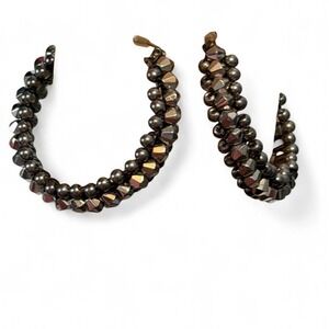 Simply Vera Beaded Gunmetal Gray Hoop Earrings